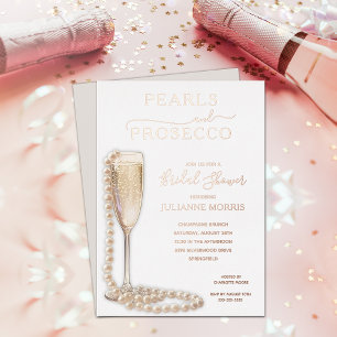 Perlen und Prosecco Brautparty-Brunch & Sprudel Folieneinladung