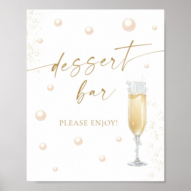 Perlen und Prosecco Brautparty Dessert Bar Poster (Vorne)