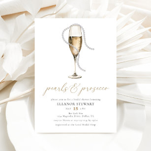 Perlen und Prosecco-Brautparty Einladung