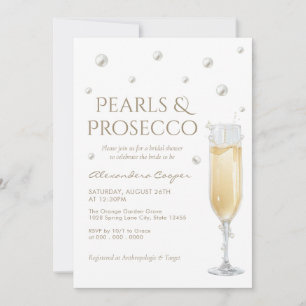 Perlen und Prosecco-Brautparty Einladung