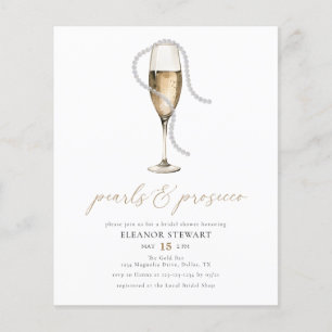 Perlen und Prosecco-Brautparty Flyer