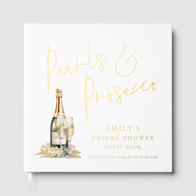 Perlen und Prosecco-Brautparty Gästebuch (Vorderseite)