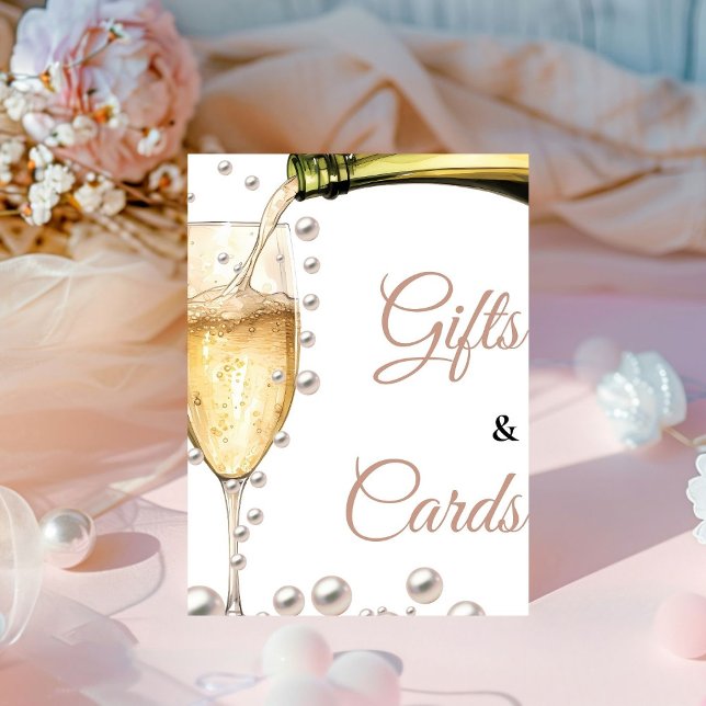 Perlen und Prosecco Brautparty Geschenke und Karte Sockelschild (Von Creator hochgeladen)