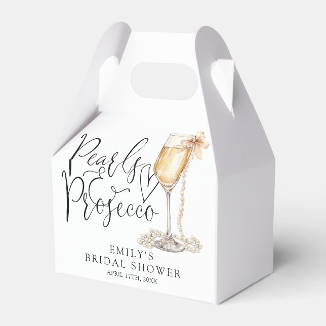 Perlen und Prosecco-Brautparty Geschenkschachtel (Vorderseite)