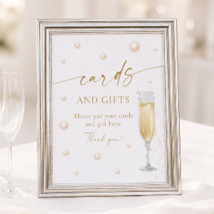 Perlen und Prosecco Brautparty Karten und Geschenk Poster