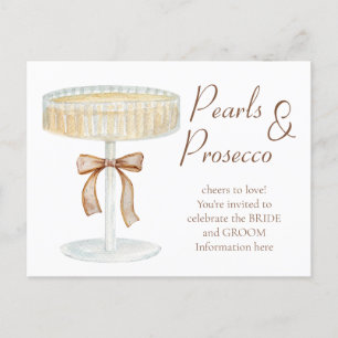 Perlen- und Prosecco-Brautparty-Liebes-Einladung Postkarte