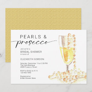 Perlen und Prosecco Brautparty Minimal  Einladung
