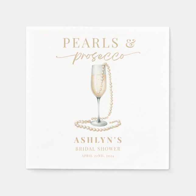 Perlen und Prosecco Brautparty Napkins Serviette (Vorderseite)