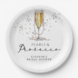 Perlen und Prosecco-Brautparty Pappteller