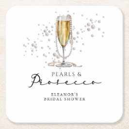 Perlen und Prosecco-Brautparty Rechteckiger Pappuntersetzer