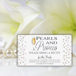 Perlen und Prosecco Brautparty Recipe Begleitkarte