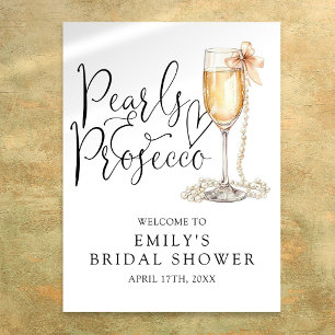 Perlen und Prosecco Brautparty Willkommensschild Poster