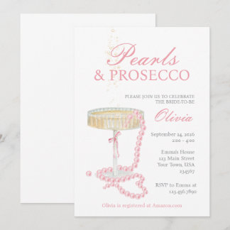 Perlen und Prosecco Bridal Dusche Einladung