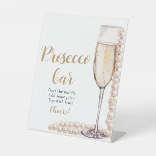 Perlen und Prosecco Champagne Prosecco Bar Sign Sockelschild