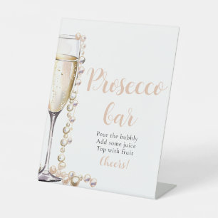 Perlen und Prosecco Champagne Prosecco Bar Sign Sockelschild