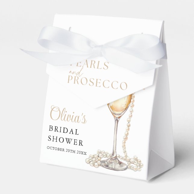 Perlen und Prosecco Elegantes Brautparty Geschenkschachtel (Vorderseite)