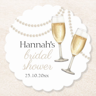 Perlen und Prosecco Elegantes Brautparty Untersetzer