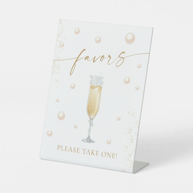 Perlen und Prosecco-Favoriten Sockelschild (Vorderseite)