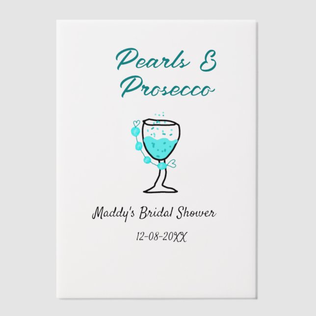 Perlen und Prosecco-Junggesellinnenabschied blau s (Vorderseite)