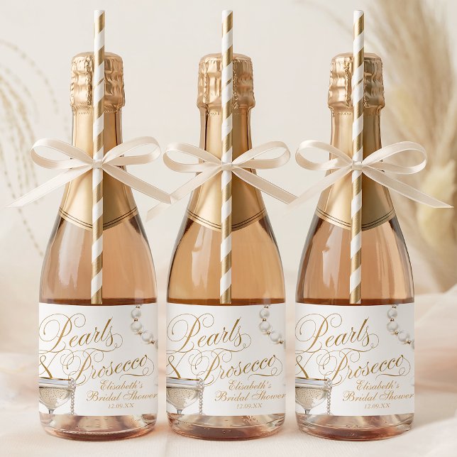 Perlen und Prosecco Mini (Pearls and Prosecco Mini Sparkling Wine Label)