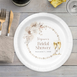 Perlen und Prosecco-Papierplatte Pappteller