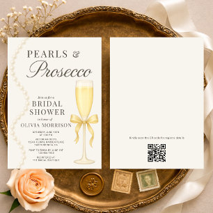 Perlen und Prosecco QR Code Brautparty Einladung
