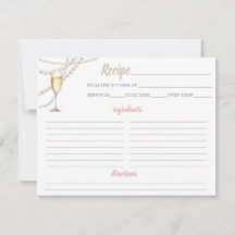Perlen und Prosecco-Rezept-Karte