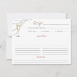 Perlen und Prosecco-Rezept-Karte RSVP Karte