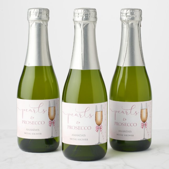 Perlen und Prosecco-rosa Brautparty (Flaschen)