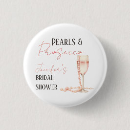 Perlen und Prosecco Rosa Brautparty Button