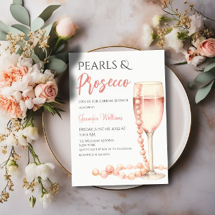 Perlen und Prosecco Rosa Brautparty Einladung