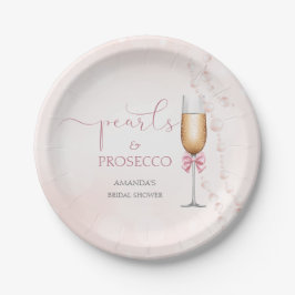 Perlen und Prosecco-rosa Brautparty Pappteller
