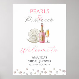 Perlen und Prosecco-rosa Brautparty Poster