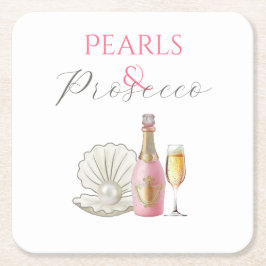 Perlen und Prosecco-rosa Brautparty Rechteckiger Pappuntersetzer