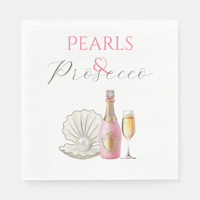 Perlen und Prosecco-rosa Brautparty Serviette (Vorderseite)