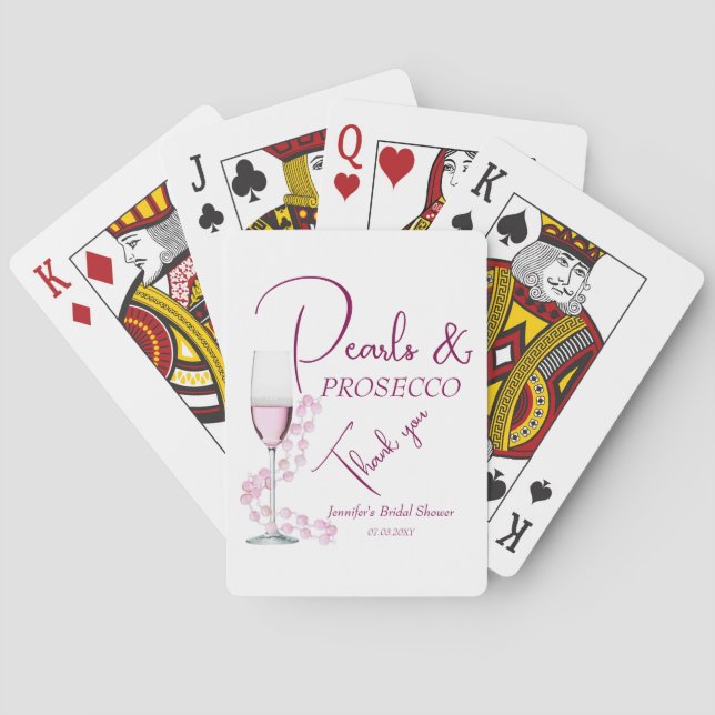 Perlen und Prosecco Rosa Elegantes Brautparty Spielkarten (Rückseite)