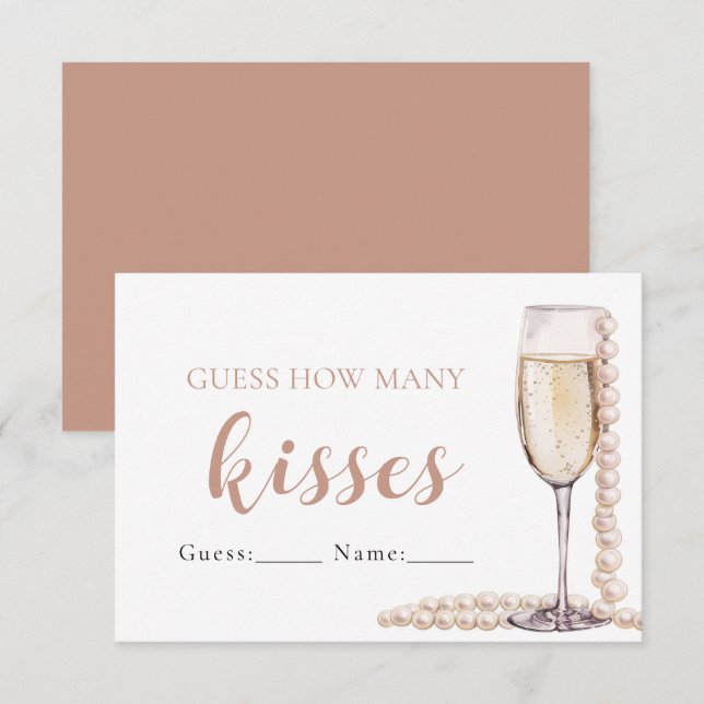 Perlen und Prosecco schätzen, wie viele Kisses Gam Einladung (Vorne/Hinten)