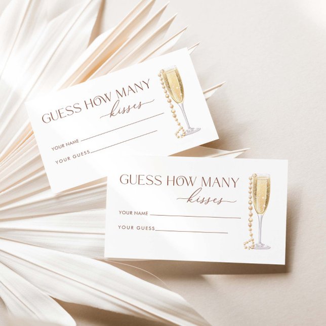 Perlen und Prosecco schätzen, wie viele Küsse Begleitkarte (Von Creator hochgeladen)
