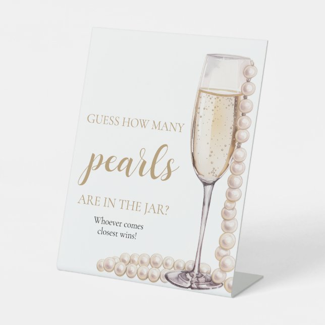 Perlen und Prosecco schätzen, wie viele Perlen spi Sockelschild (Vorderseite)