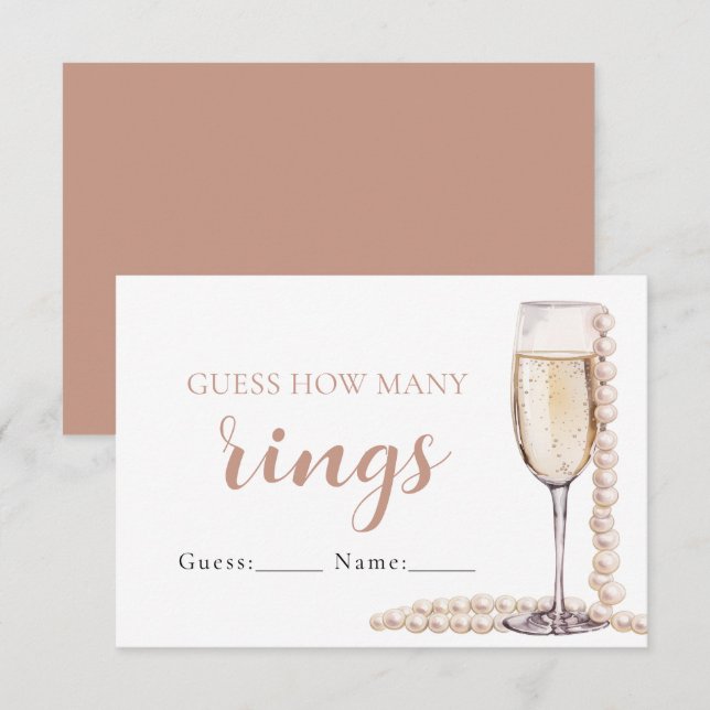 Perlen und Prosecco schätzen, wie viele Ringe spie Einladung (Vorne/Hinten)