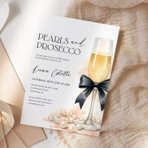Perlen und Prosecco Schwarze Schleife Brautparty-E