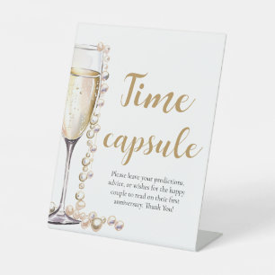 Perlen und Prosecco Time Kapsel Brautparty Sockelschild