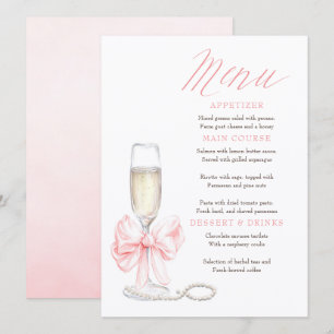 Perlen und Prosecco Whimsical Chic-Menükarten Menükarte