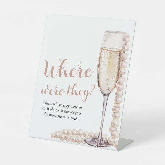 Perlen und Prosecco, wo sie Brautparty hatten Sockelschild (Vorderseite)