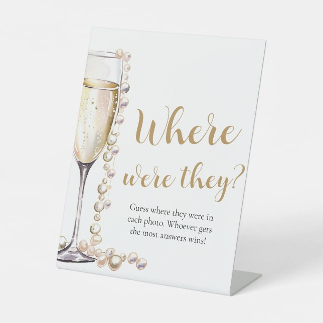 Perlen und Prosecco, wo sie Brautparty hatten Sockelschild (Vorderseite)