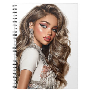 Perlen- und Rhinestone-Glam-Girl-Spiral-Foto-Notiz Notizblock