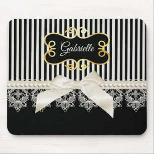 Perlen und Spitze-schwarzer Mousepad