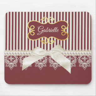 Perlen und spitzen rote Streifen, Bow und Name Mousepad