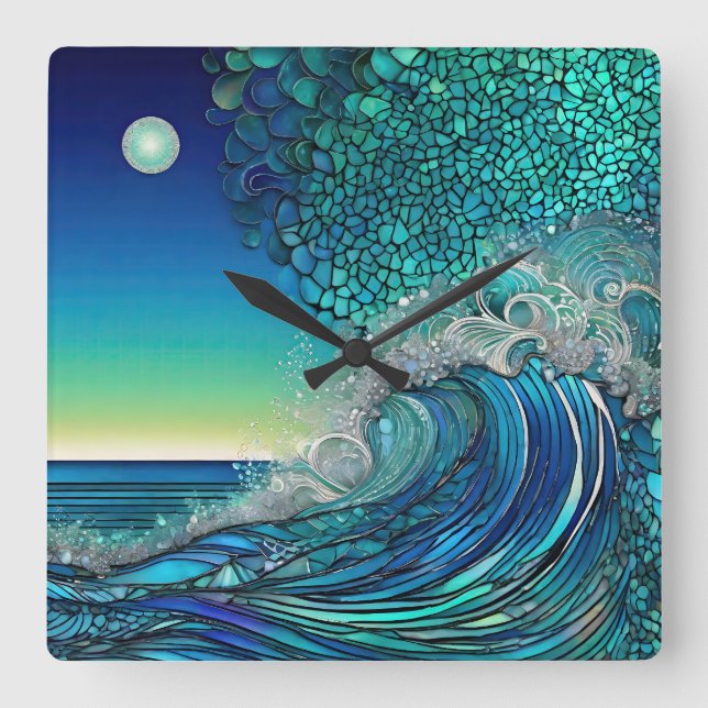 Perlen unter der Flut - Surreal Seascape Quadratische Wanduhr (Vorderseite)