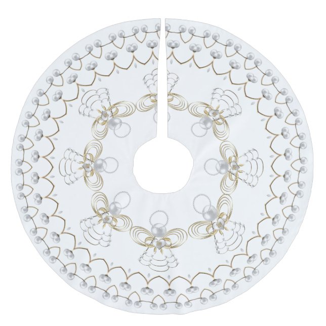 Perlen-Weihnachtsengel der Freude-Kreis-Gewohnheit Polyester Weihnachtsbaumdecke (Vorderseite)